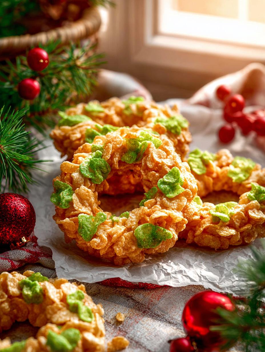 Delicious Cornflake Christmas Wreath Cookies Recipe - Cornflake Christmas Wreath Cookies - additional detail