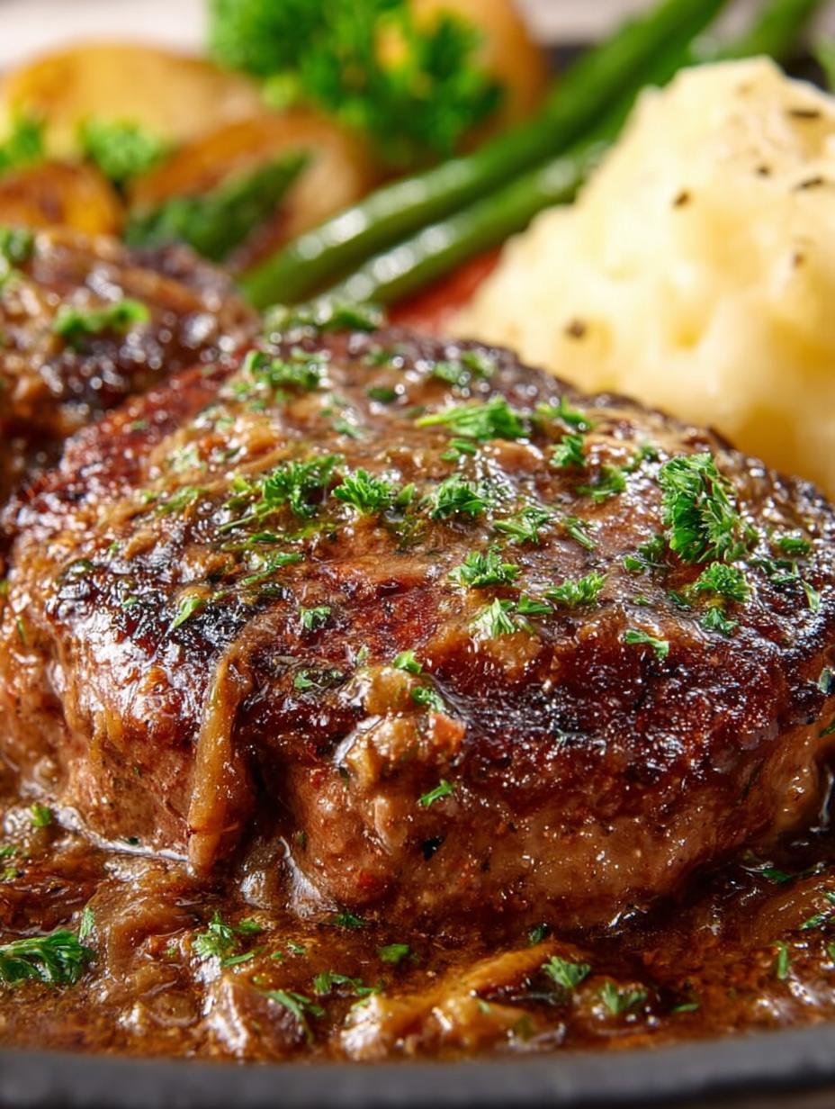 Smothered Country Style Steak with Rich Onion Gravy - Country Style Steak - additional detail