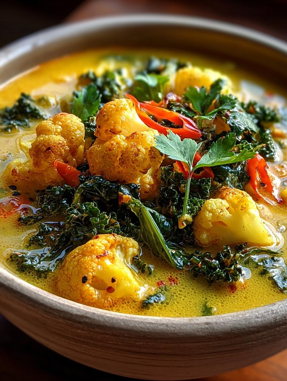Curried Cauliflower Kale Soup