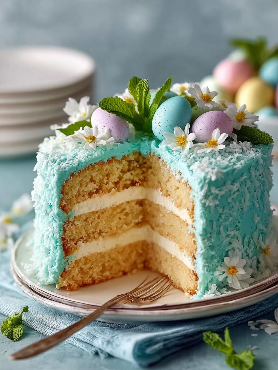 Delicious Easter Blue Vanilla Cake Recipe for Spring Celebrations - Easter Blue Vanilla Cake - main visual representation