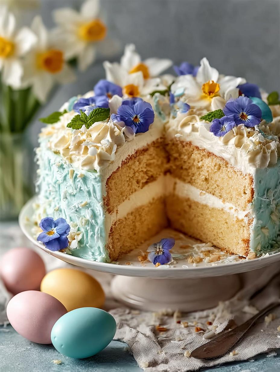 Delicious Easter Blue Vanilla Cake Recipe for Spring Celebrations - Easter Blue Vanilla Cake - additional detail