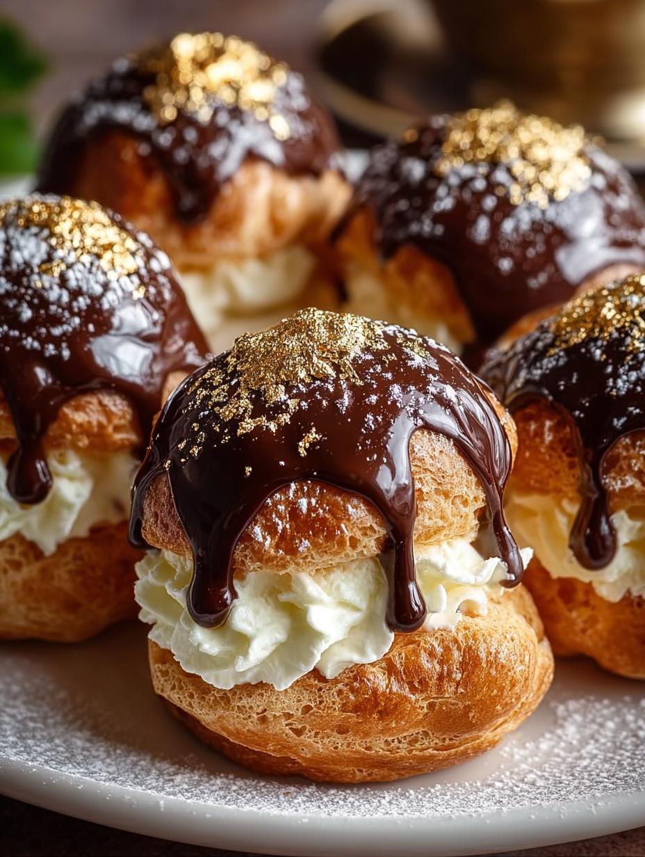 Gold Dusted Chocolate Profiteroles: 7 Luxurious Bites - Gold Dusted Chocolate Profiteroles - additional detail