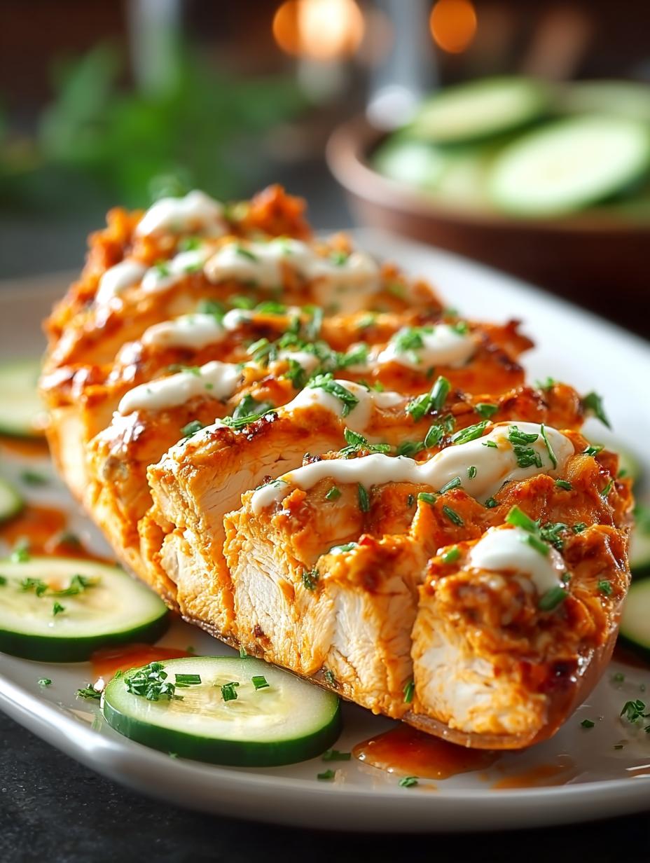 High Protein Buffalo Chicken Stuffed Zucchini Boats - High Protein Buffalo Chicken - additional detail