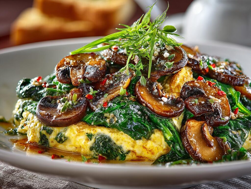 Mushroom Spinach Scrambled Eggs