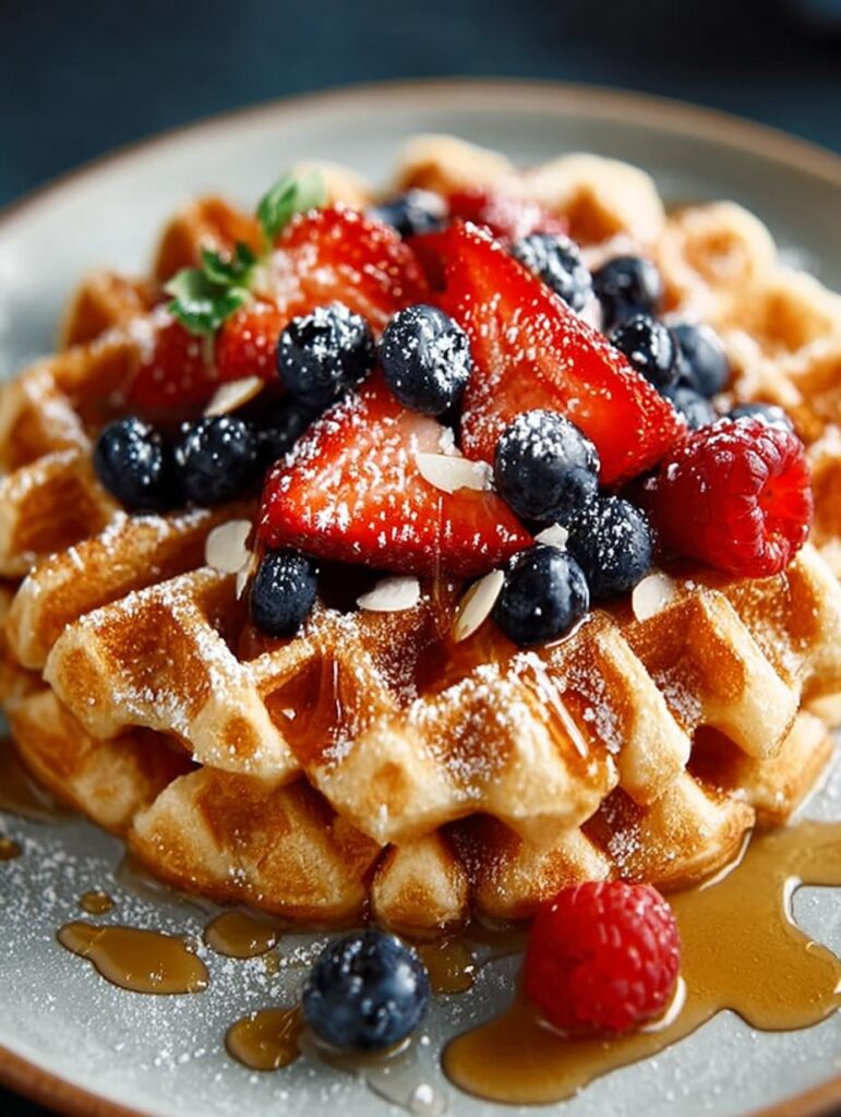 Overnight Almond Oatmeal Waffles