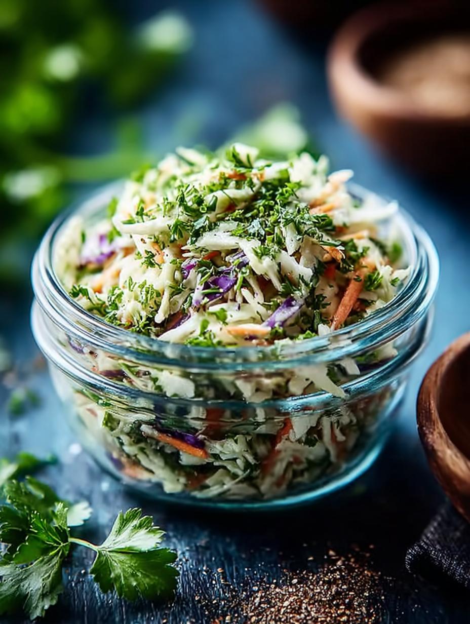 Irresistible Side Dish coleslaw served in a bowl