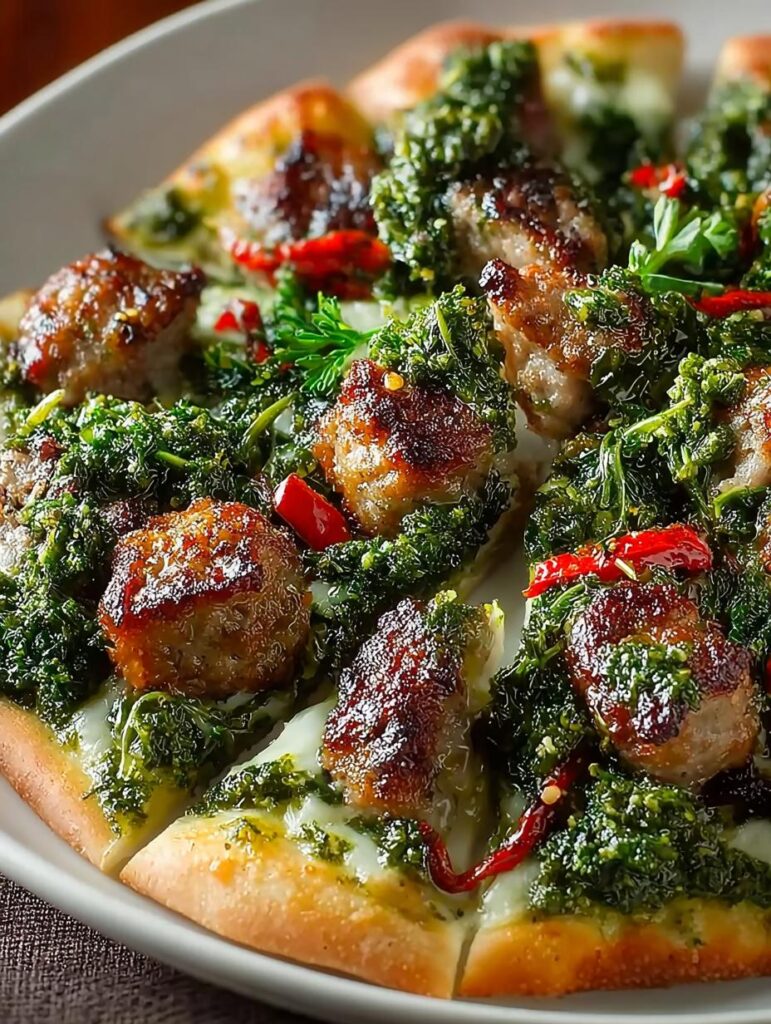 Skillet Sausage Kale Pesto