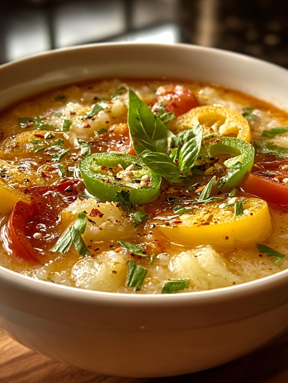 Comforting Unstuffed Banana Pepper Soup for Chilly Days - Unstuffed Banana Pepper Soup - main visual representation