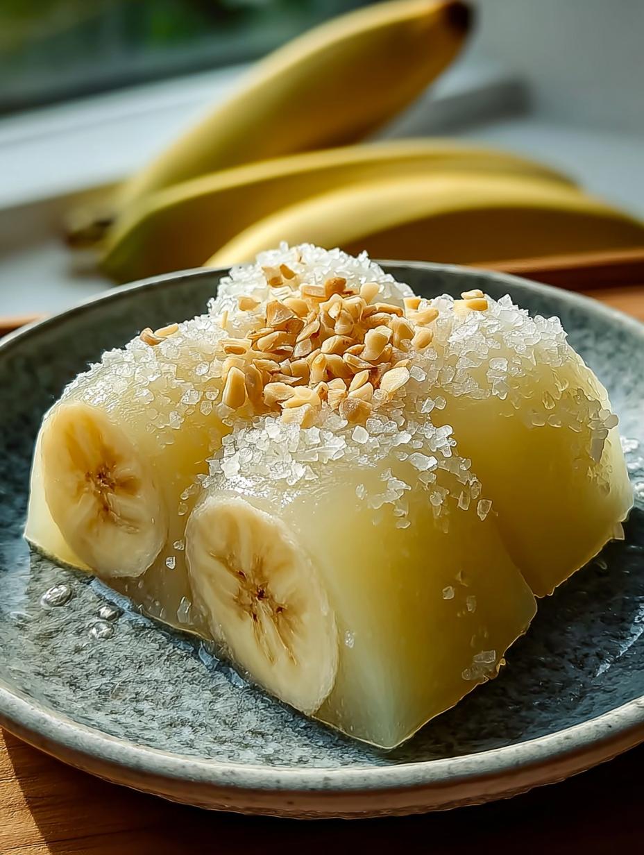 Delicious Banana Mochi dessert ready to serve