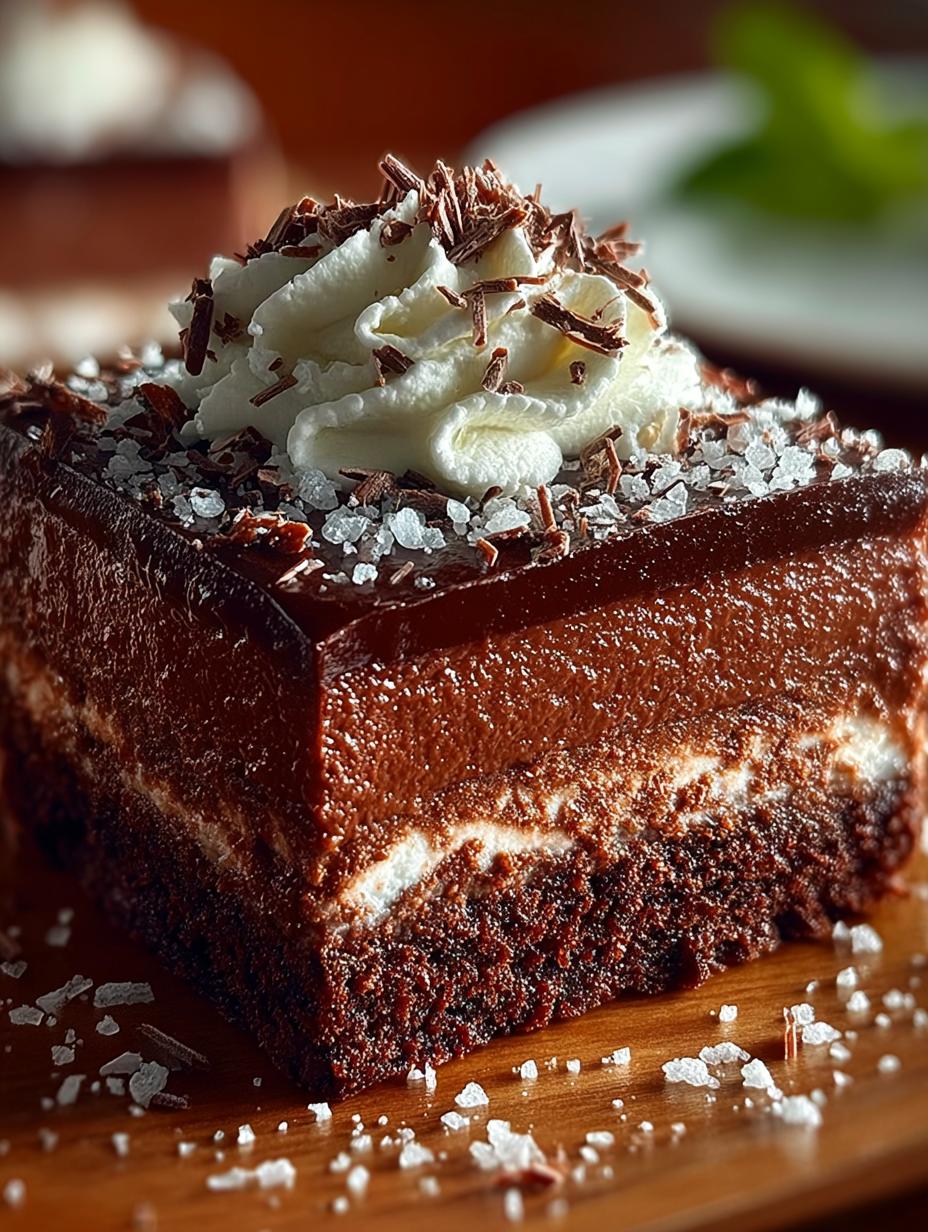 Delicious Brownie Refrigerator Cake with chocolate shavings and nuts