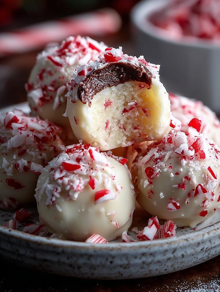Candy Cane Fudge Snowballs