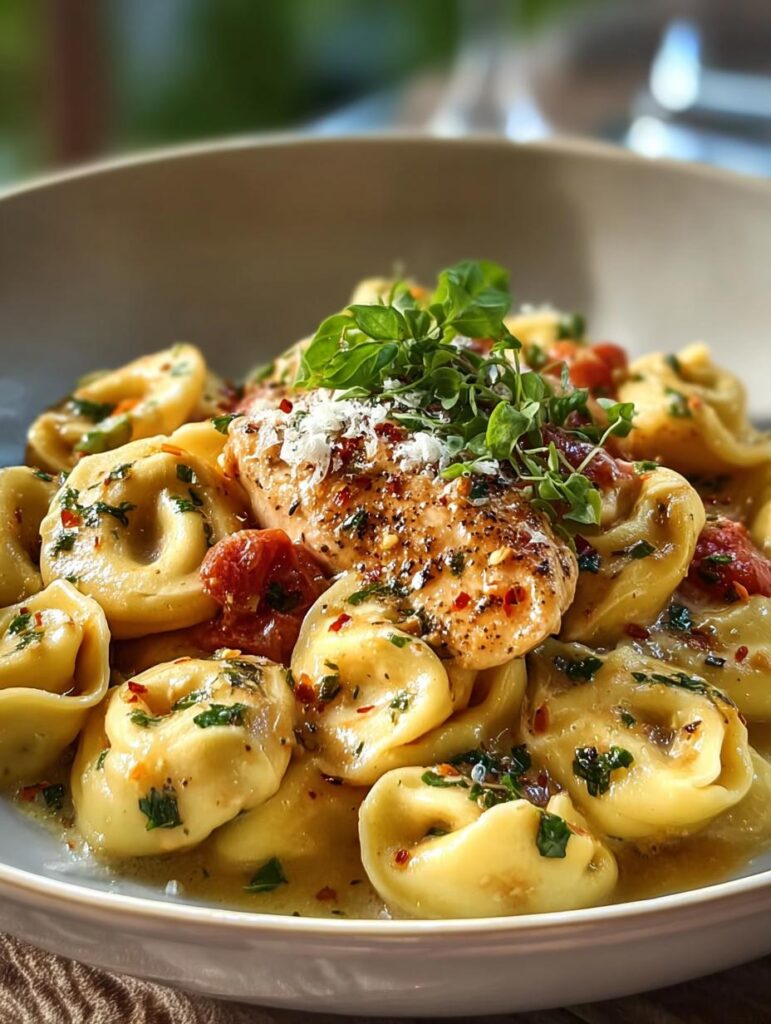 Creamy Garlic Chicken Tortellini