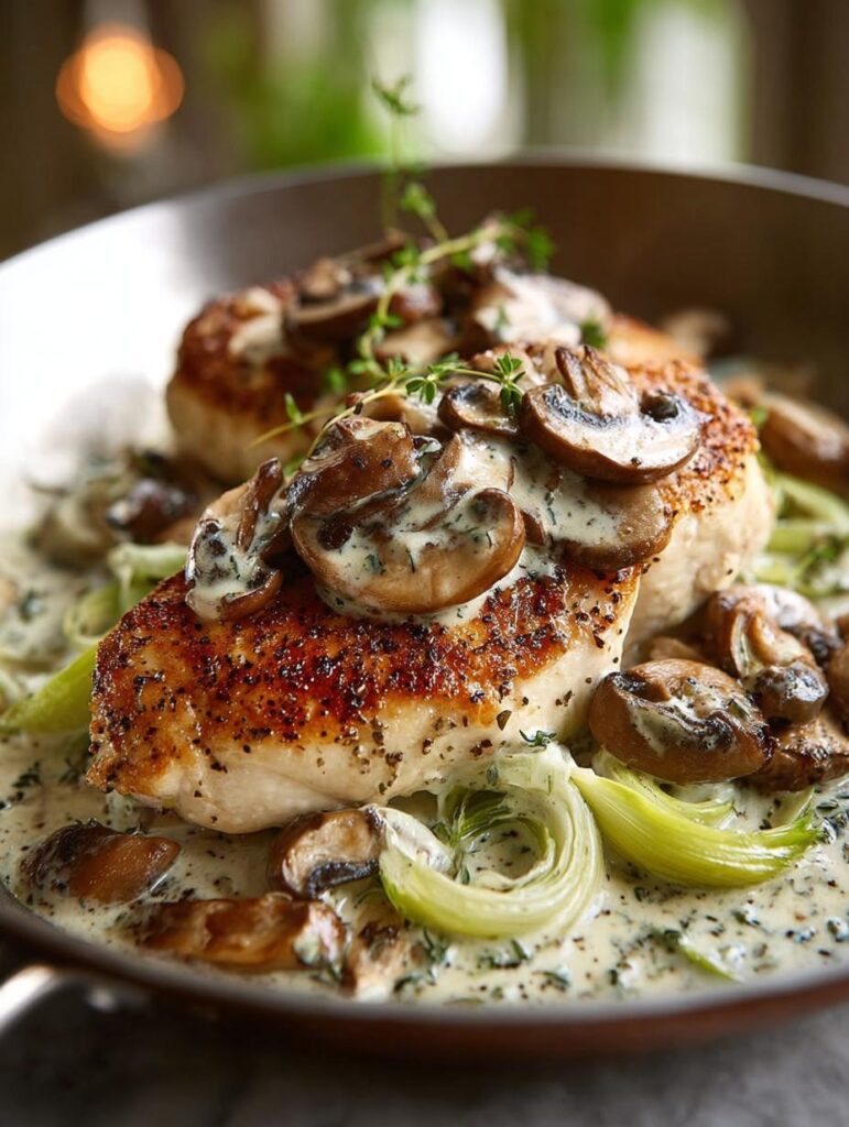 Creamy Mushroom Leek Chicken