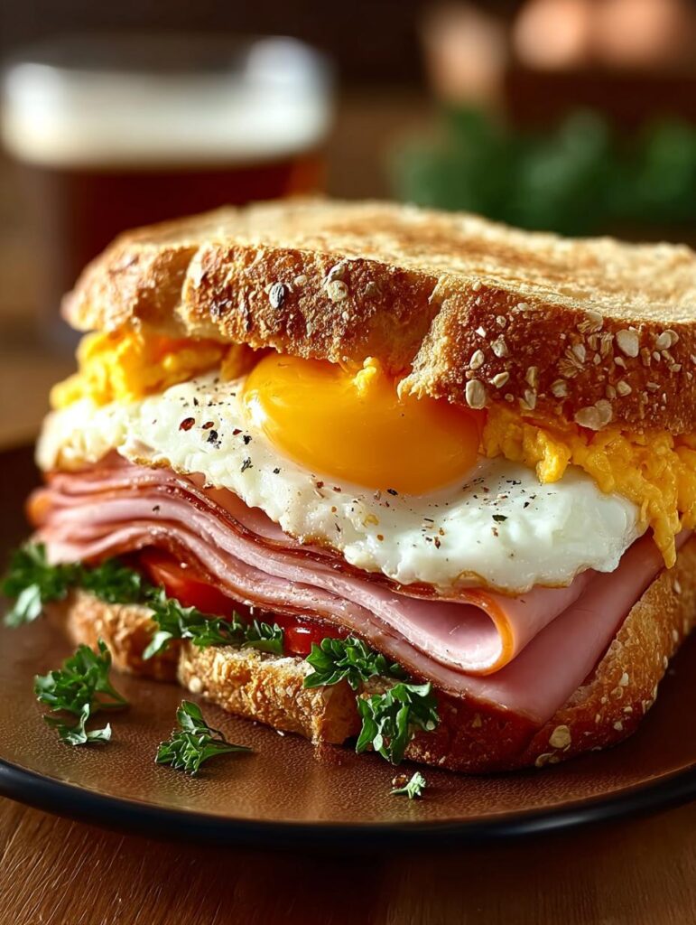 Egg Ham Breakfast Sandwich