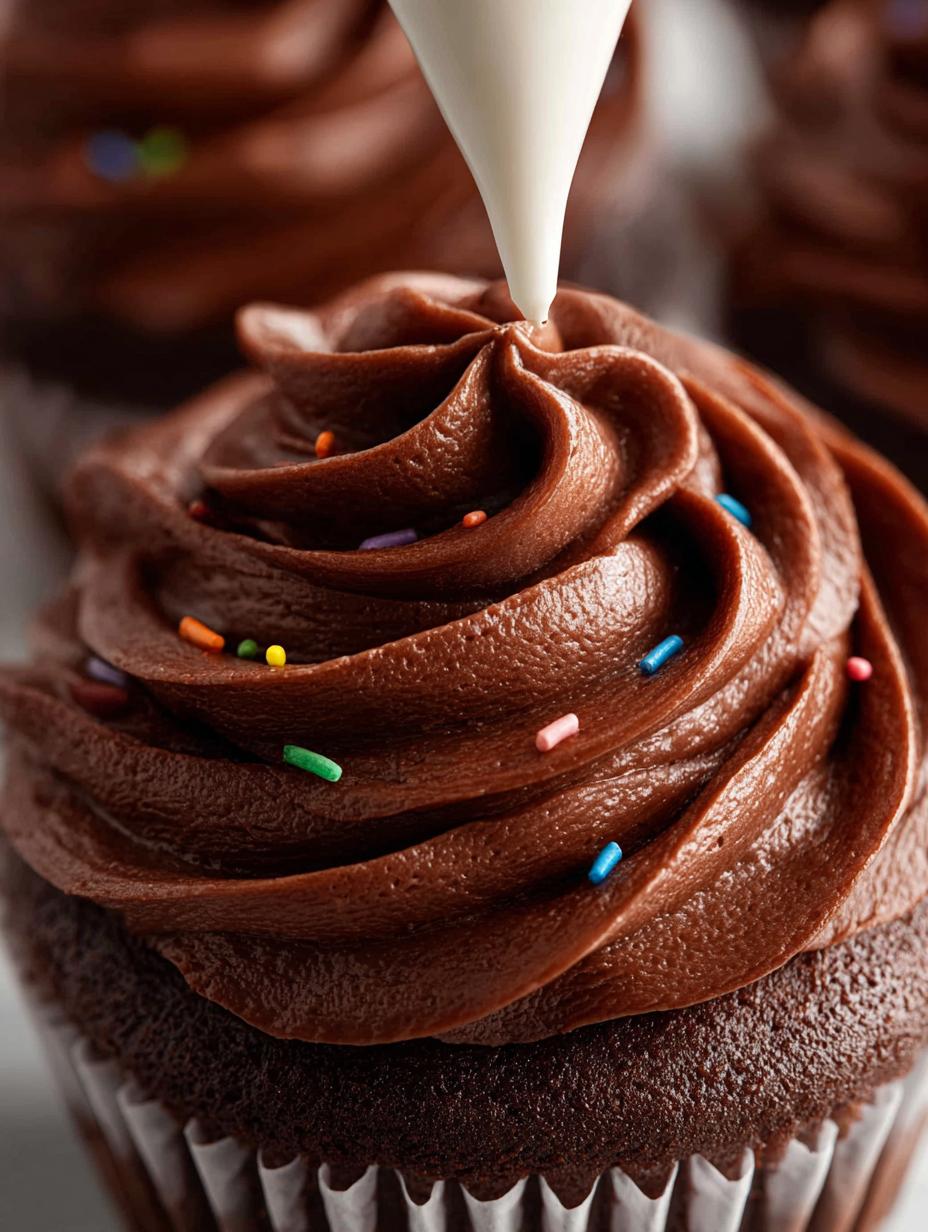 Irresistible Favourite Chocolate Frosting ready to serve on a cake
