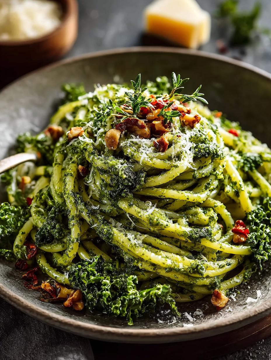 Herby Kale Pesto Pasta: 7 Ways to Delight Your Tastebuds - Herby Kale Pesto Pasta - additional detail