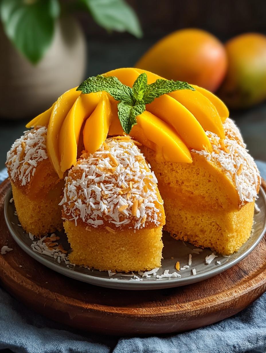 Irresistibly Moist Coconut Mango Bliss to Savor - Irresistibly Moist Coconut Mango - main visual representation