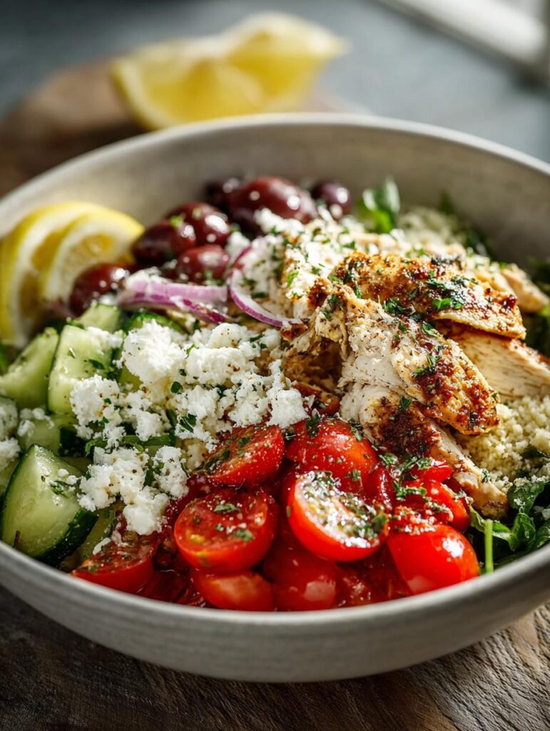 Mediterranean Chicken Hummus Bowl