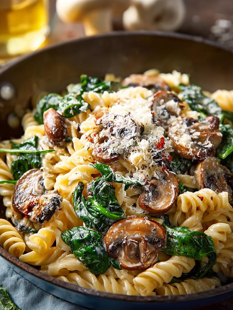 Parmesan Spinach Mushroom Pasta