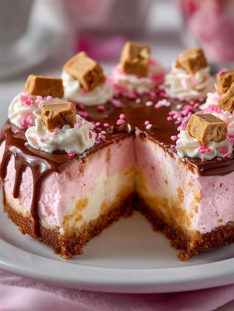 Pink Snickers Cheesecake: 5 Irresistible Layers - Pink Snickers Cheesecake - additional detail