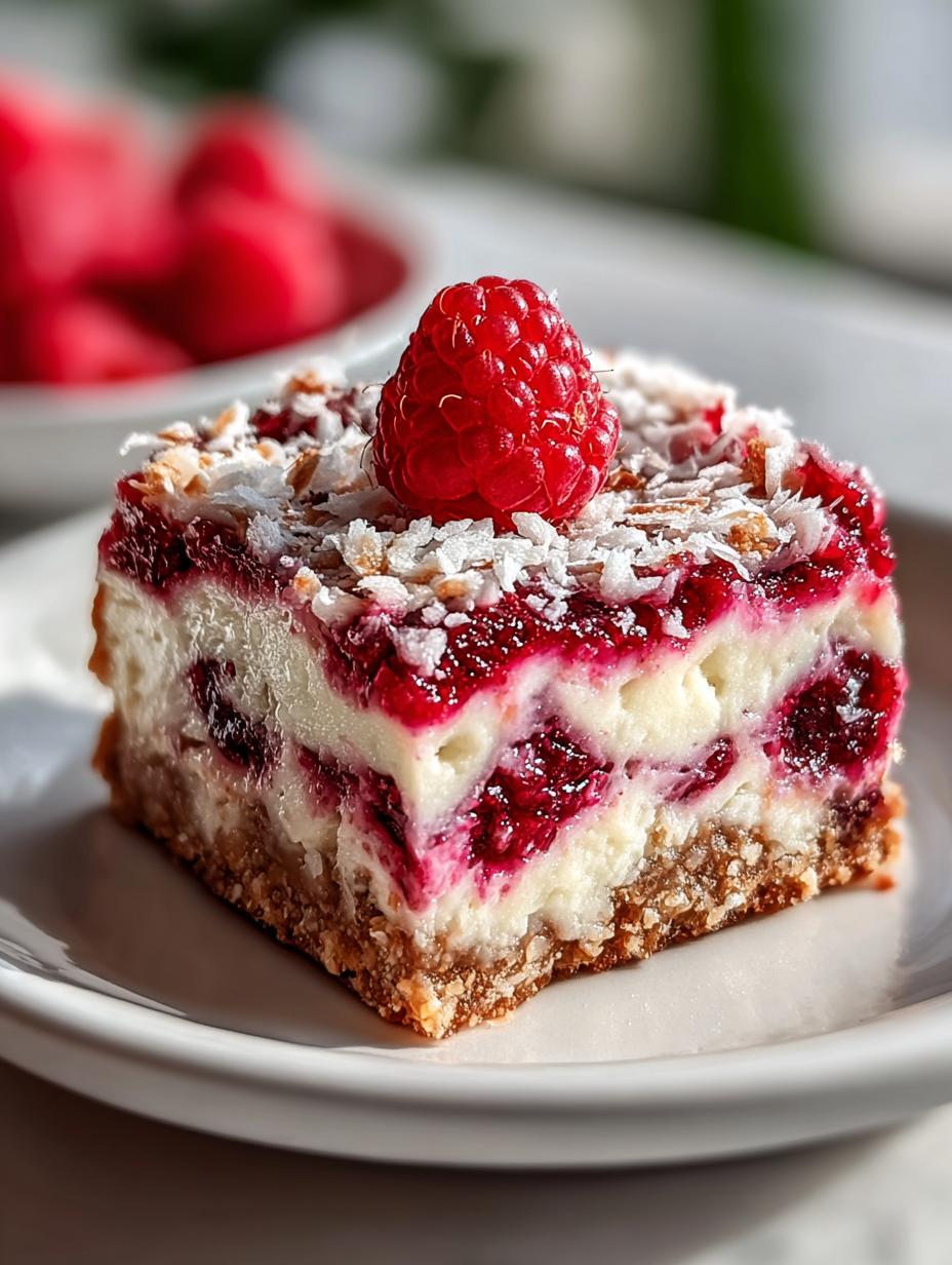 Raspberry Coconut Magic Bars