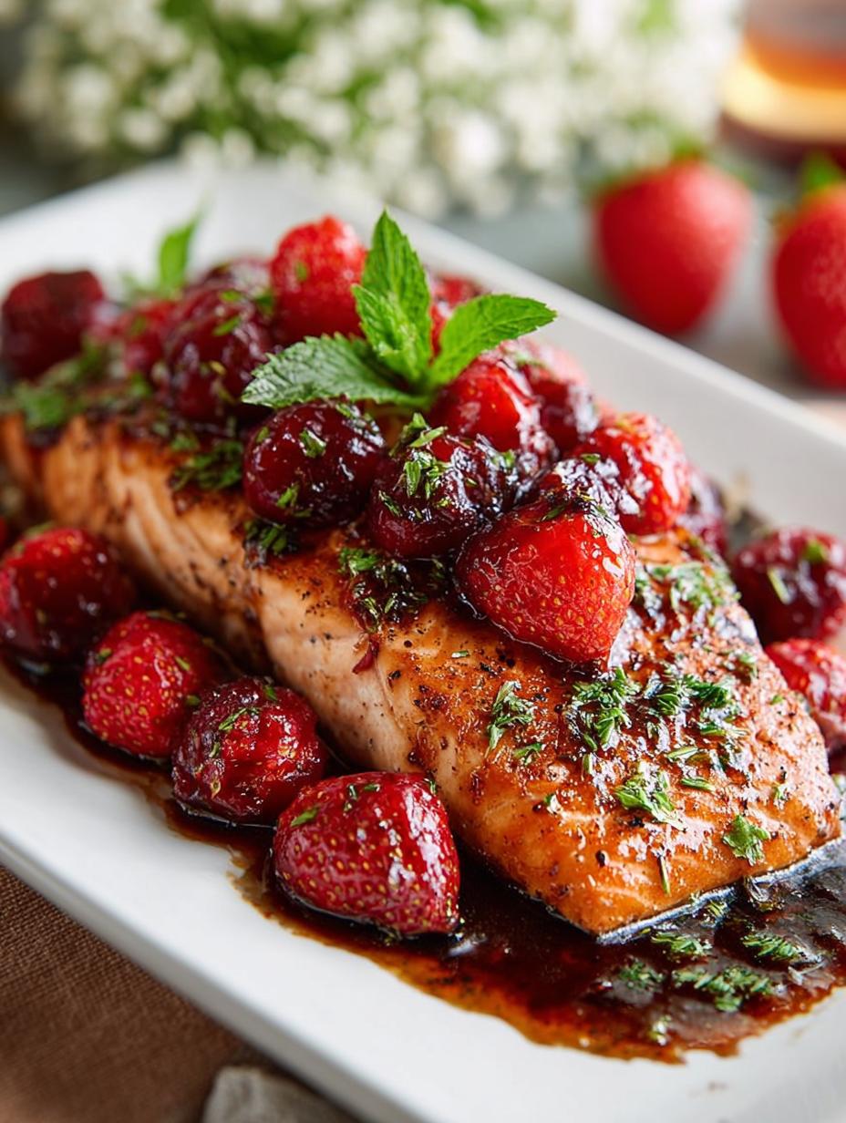 Strawberry Balsamic Glazed Salmon