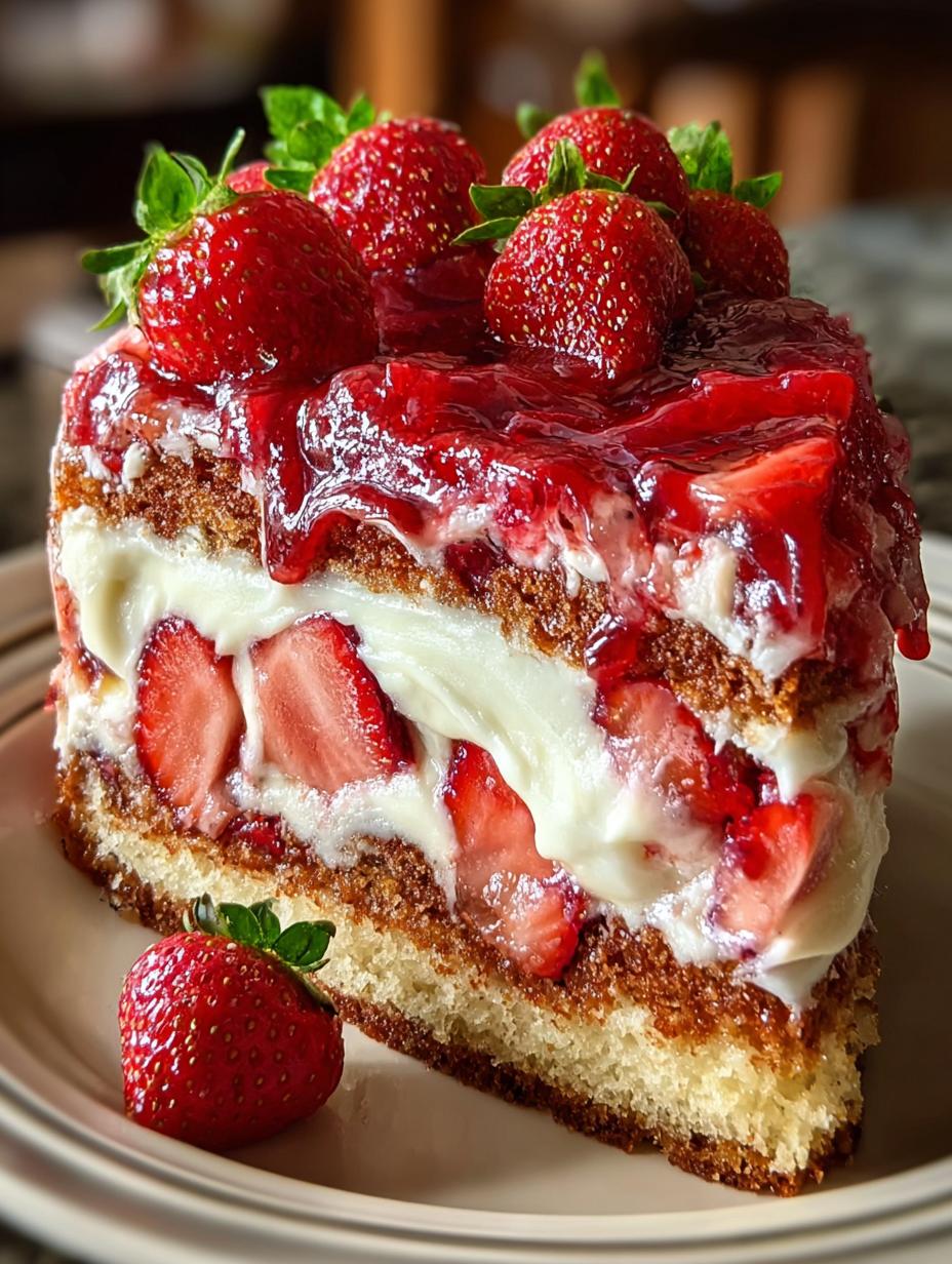 Strawberry Earthquake Cake