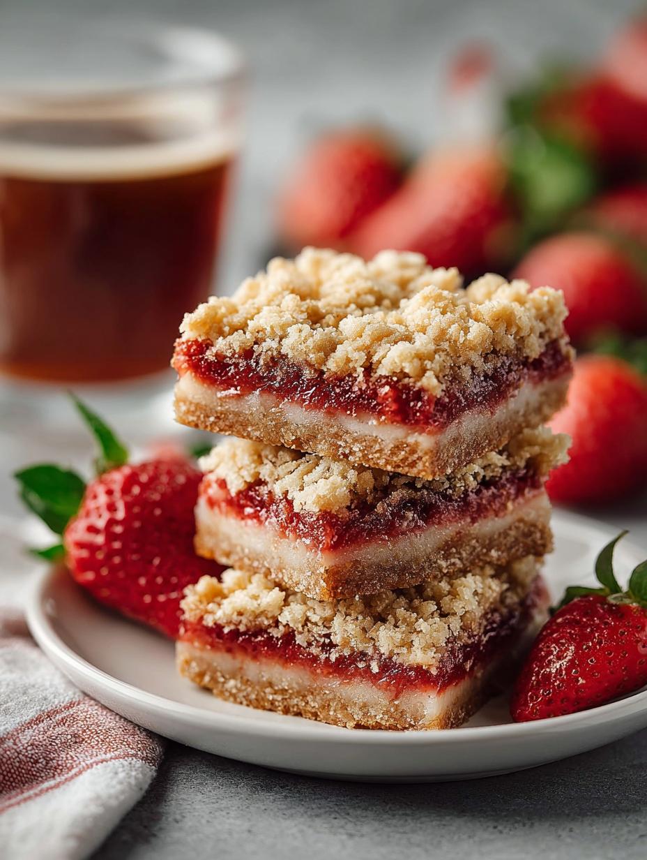 Irresistible strawberry oatmeal bars fresh from the oven on a cooling rack