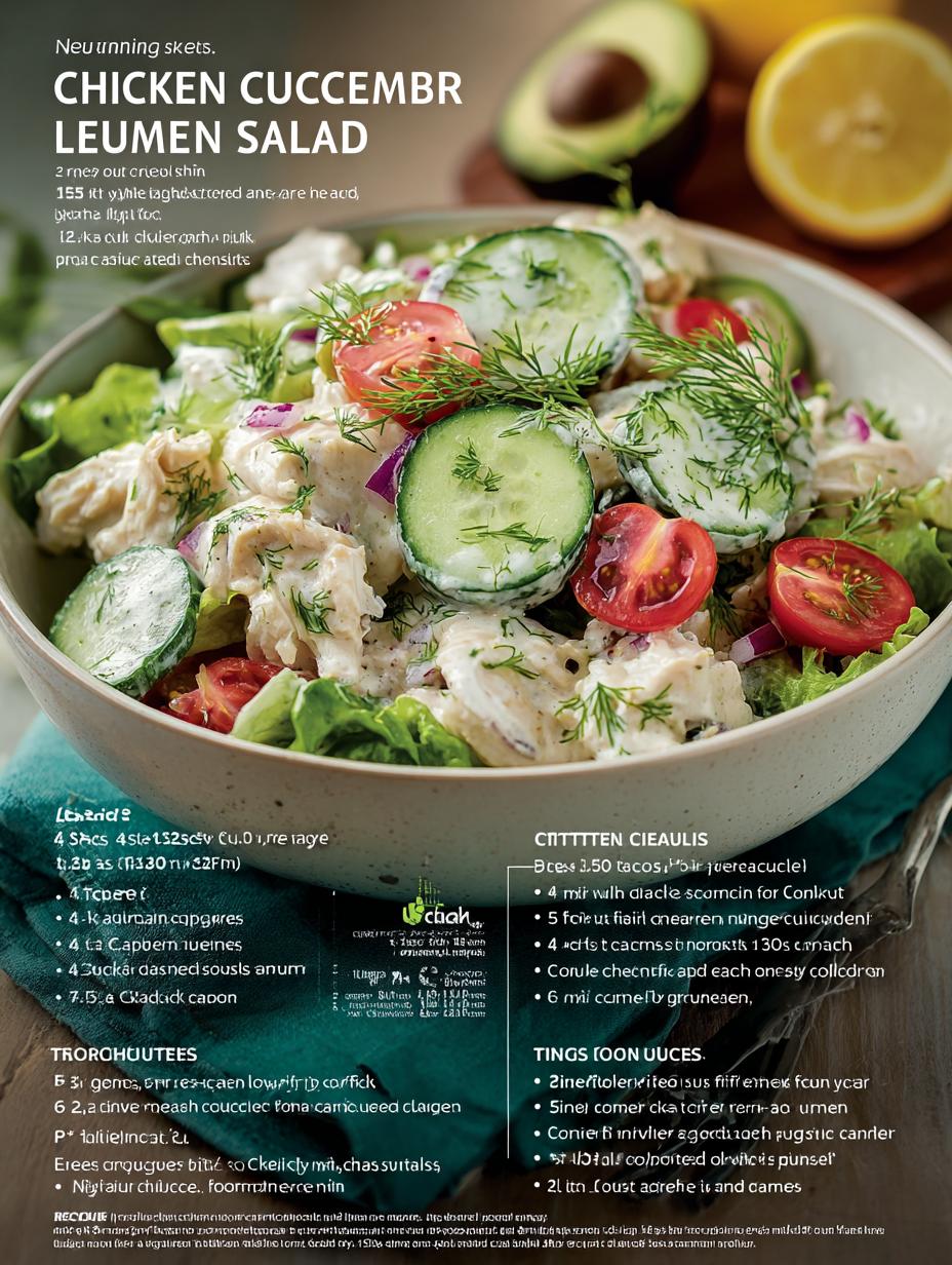 Delicious Chicken Cucumber Salad served in a bowl with fresh herbs