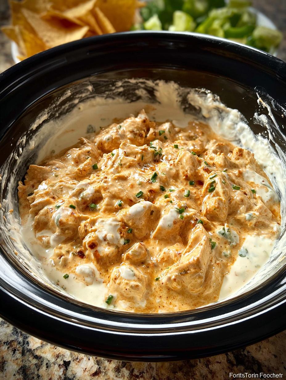 Delicious Chipotle Chicken Cream Cheese served in a bowl with chips
