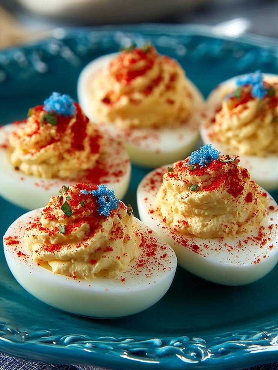 Patriotic Deviled Eggs: 7 Fun Ways to Celebrate - Patriotic Deviled Eggs - additional detail