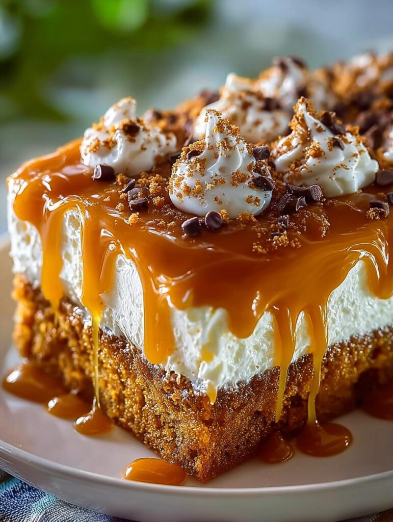 Pumpkin Caramel Poke Cake