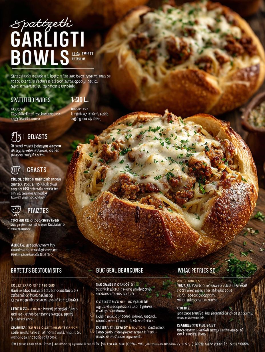 Spaghetti Garlic Bread Bowls